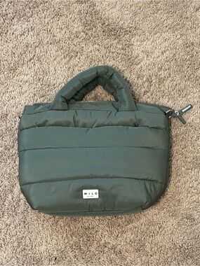 Wilo Olive Puffer Shoulder Bag with Top Handles